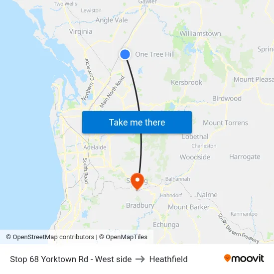 Stop 68 Yorktown Rd - West side to Heathfield map