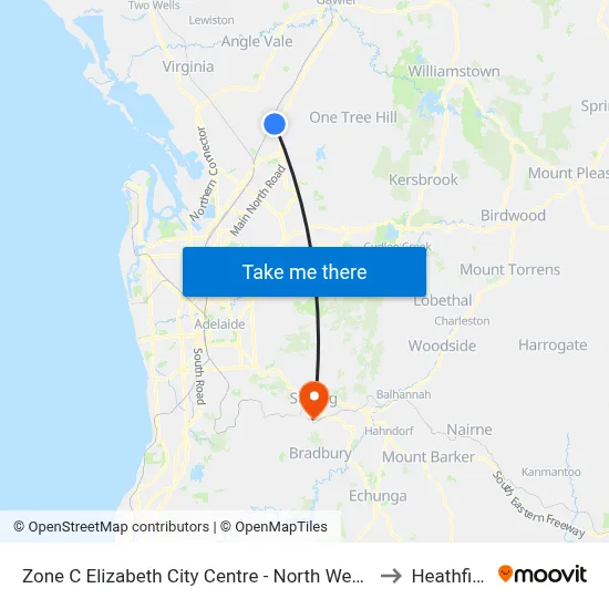 Zone C Elizabeth City Centre - North West side to Heathfield map