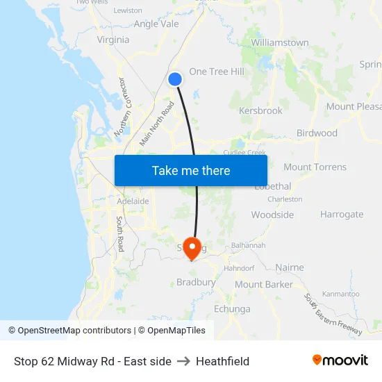 Stop 62 Midway Rd - East side to Heathfield map