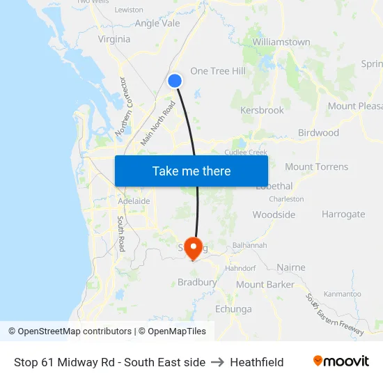 Stop 61 Midway Rd - South East side to Heathfield map