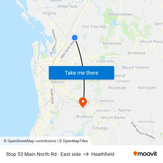 Stop 53 Main North Rd - East side to Heathfield map