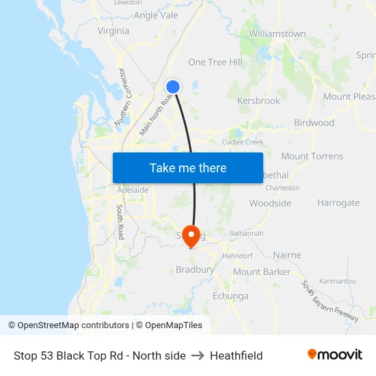 Stop 53 Black Top Rd - North side to Heathfield map