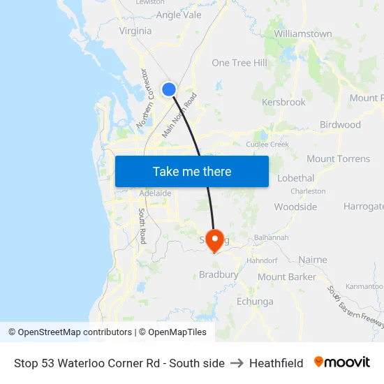 Stop 53 Waterloo Corner Rd - South side to Heathfield map