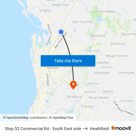 Stop 52 Commercial Rd - South East side to Heathfield map