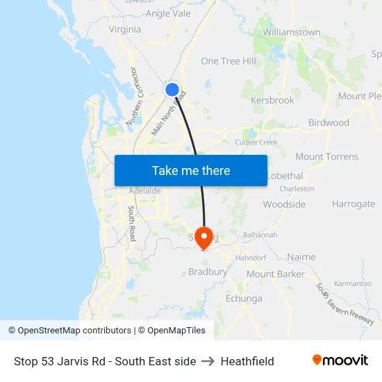 Stop 53 Jarvis Rd - South East side to Heathfield map