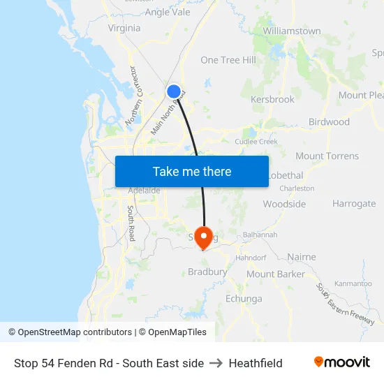Stop 54 Fenden Rd - South East side to Heathfield map