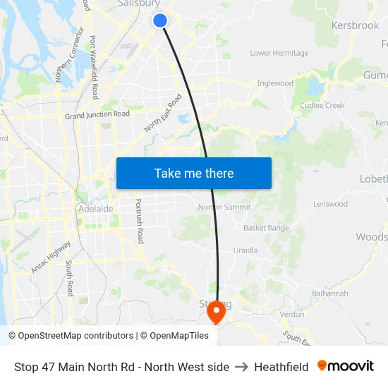 Stop 47 Main North Rd - North West side to Heathfield map