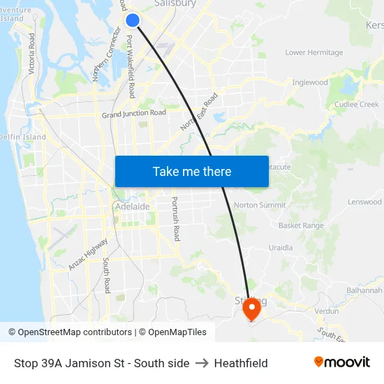 Stop 39A Jamison St - South side to Heathfield map