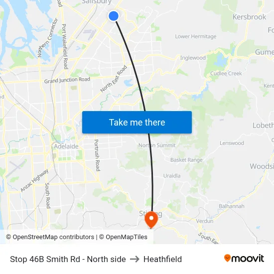 Stop 46B Smith Rd - North side to Heathfield map