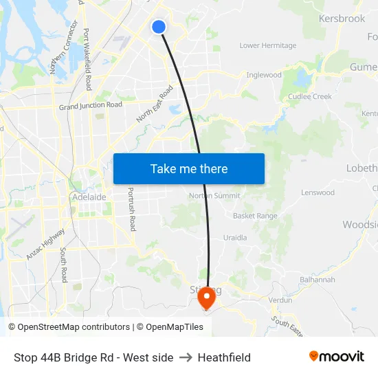 Stop 44B Bridge Rd - West side to Heathfield map