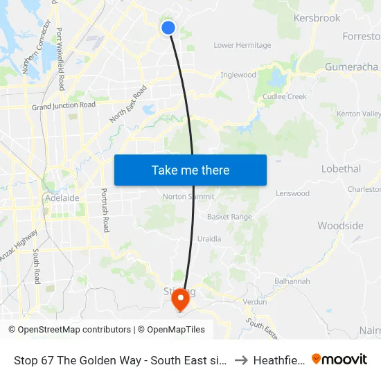 Stop 67 The Golden Way - South East side to Heathfield map