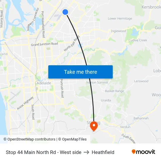 Stop 44 Main North Rd - West side to Heathfield map