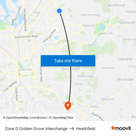 Zone D Golden Grove Interchange to Heathfield map