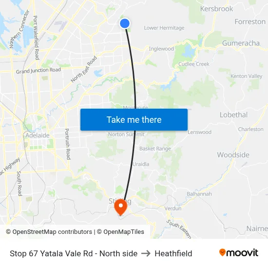 Stop 67 Yatala Vale Rd - North side to Heathfield map