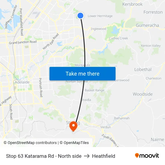 Stop 63 Katarama Rd - North side to Heathfield map