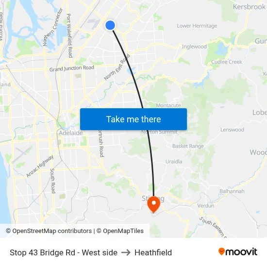 Stop 43 Bridge Rd - West side to Heathfield map
