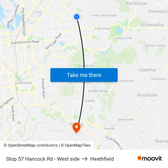 Stop 57 Hancock Rd - West side to Heathfield map