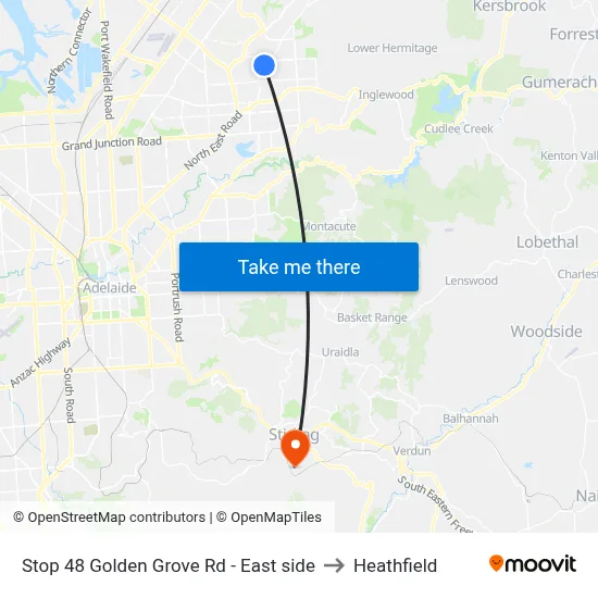 Stop 48 Golden Grove Rd - East side to Heathfield map