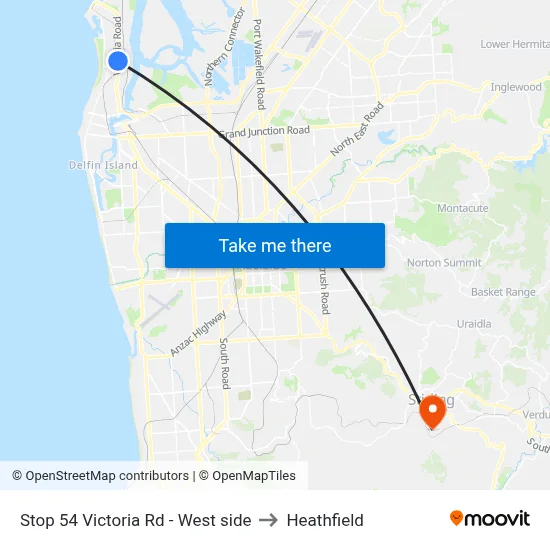 Stop 54 Victoria Rd - West side to Heathfield map