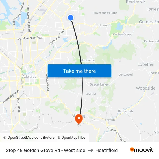 Stop 48 Golden Grove Rd - West side to Heathfield map