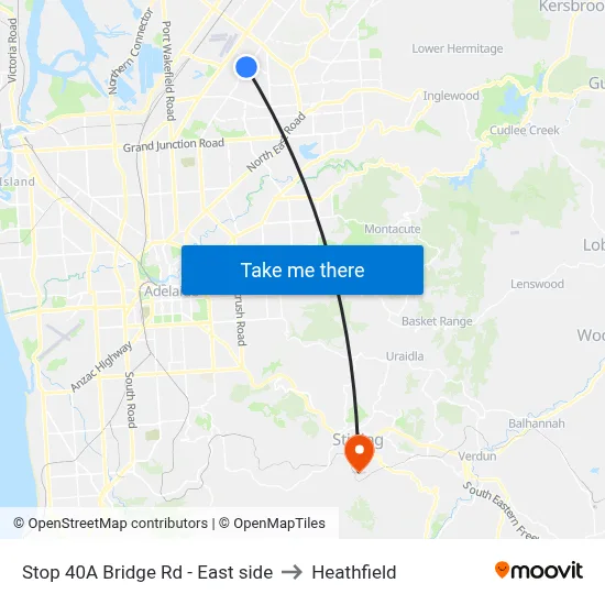 Stop 40A Bridge Rd - East side to Heathfield map