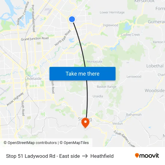 Stop 51 Ladywood Rd - East side to Heathfield map