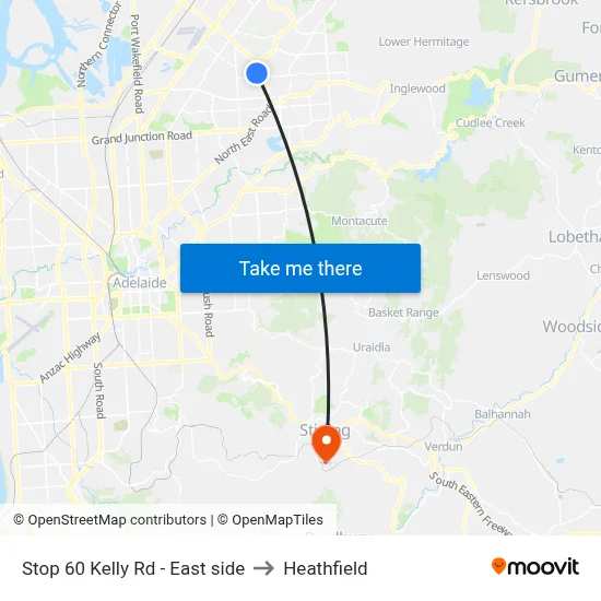 Stop 60 Kelly Rd - East side to Heathfield map