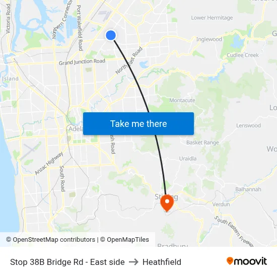 Stop 38B Bridge Rd - East side to Heathfield map