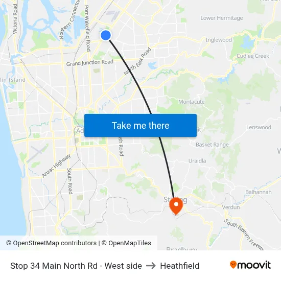 Stop 34 Main North Rd - West side to Heathfield map