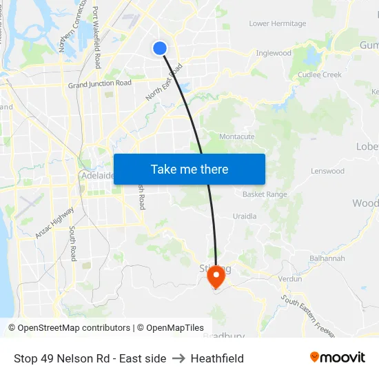 Stop 49 Nelson Rd - East side to Heathfield map