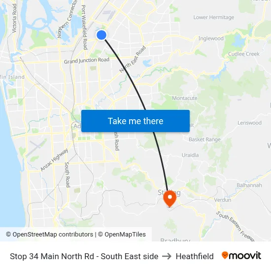 Stop 34 Main North Rd - South East side to Heathfield map