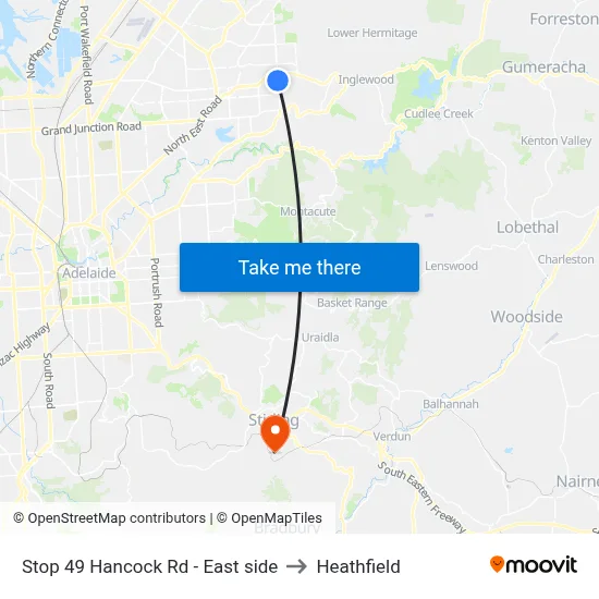 Stop 49 Hancock Rd - East side to Heathfield map
