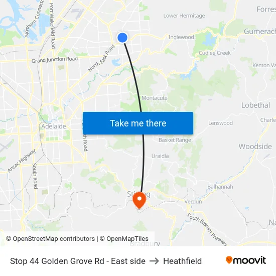Stop 44 Golden Grove Rd - East side to Heathfield map