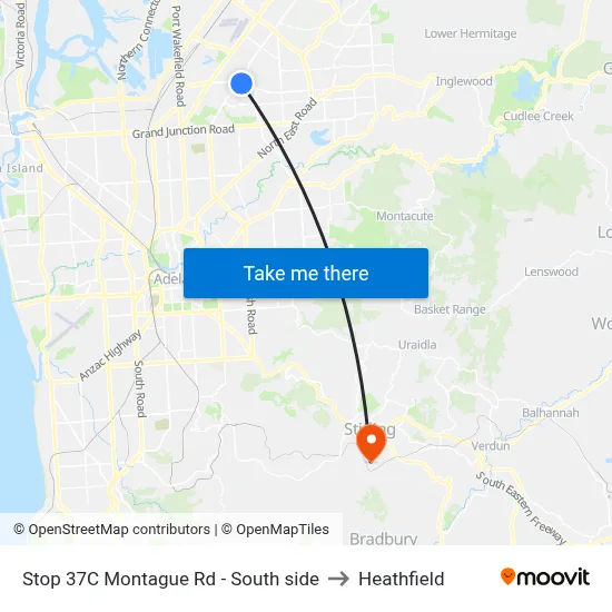 Stop 37C Montague Rd - South side to Heathfield map