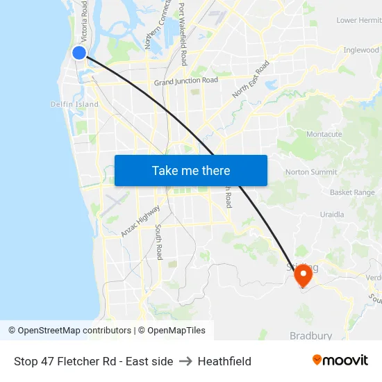Stop 47 Fletcher Rd - East side to Heathfield map