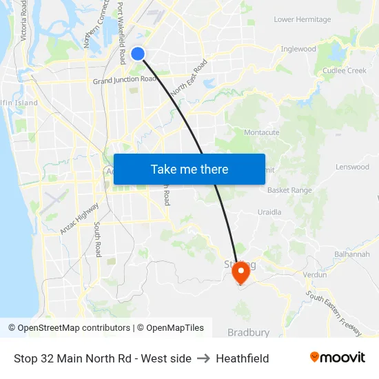 Stop 32 Main North Rd - West side to Heathfield map