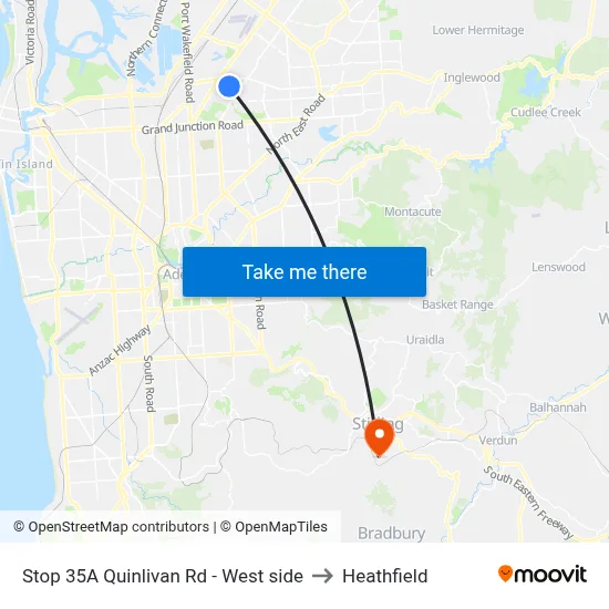 Stop 35A Quinlivan Rd - West side to Heathfield map