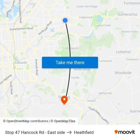 Stop 47 Hancock Rd - East side to Heathfield map