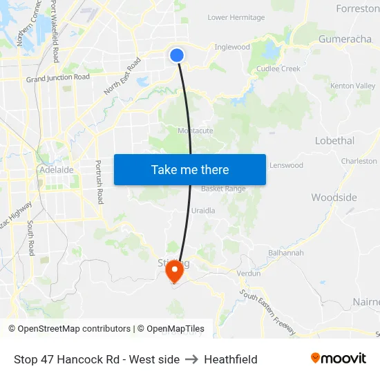Stop 47 Hancock Rd - West side to Heathfield map