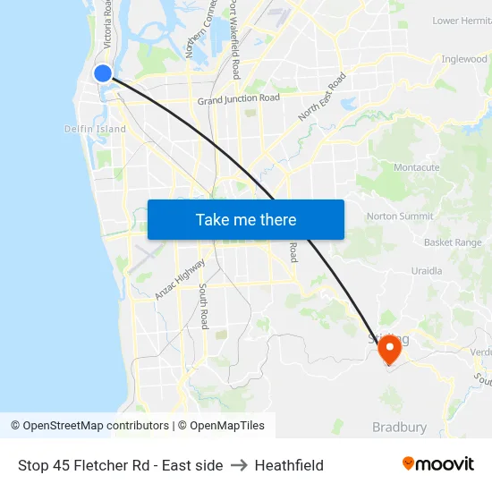 Stop 45 Fletcher Rd - East side to Heathfield map