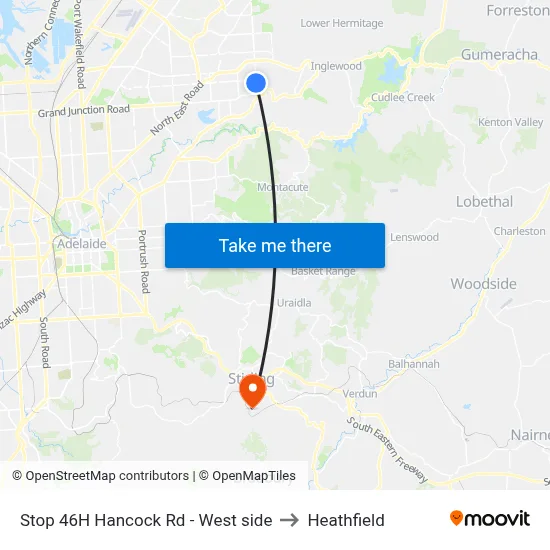 Stop 46H Hancock Rd - West side to Heathfield map