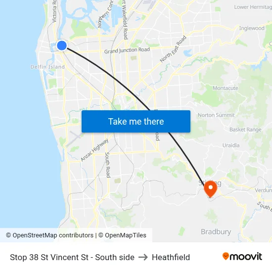 Stop 38 St Vincent St - South side to Heathfield map