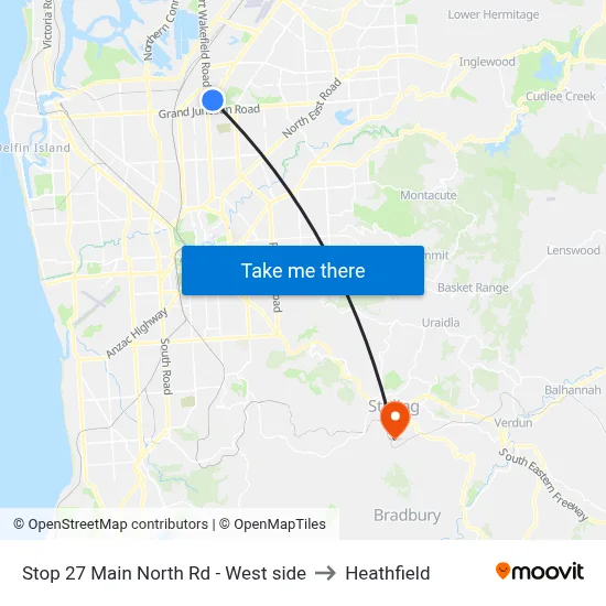 Stop 27 Main North Rd - West side to Heathfield map
