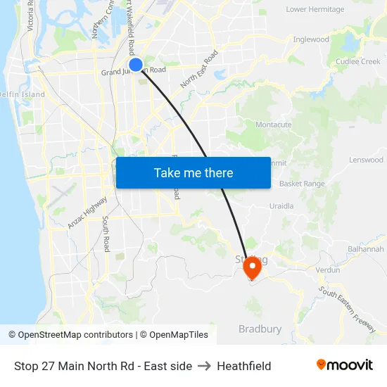 Stop 27 Main North Rd - East side to Heathfield map