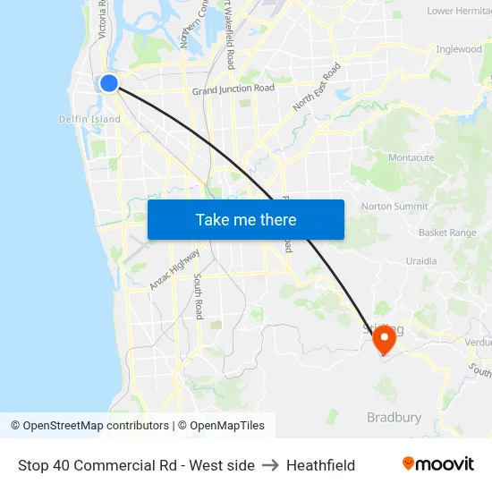 Stop 40 Commercial Rd - West side to Heathfield map