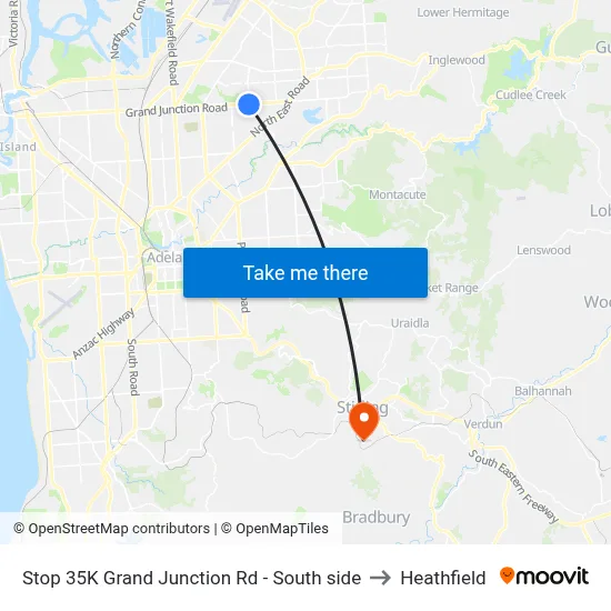 Stop 35K Grand Junction Rd - South side to Heathfield map