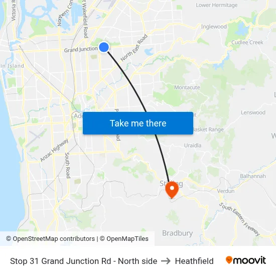 Stop 31 Grand Junction Rd - North side to Heathfield map