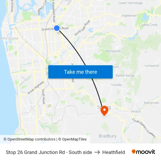 Stop 26 Grand Junction Rd - South side to Heathfield map