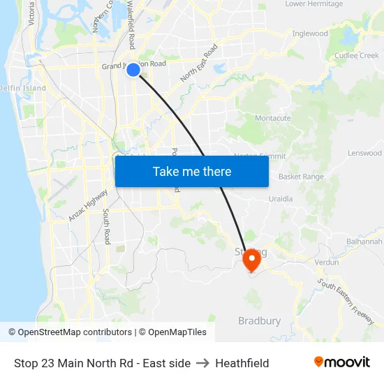 Stop 23 Main North Rd - East side to Heathfield map
