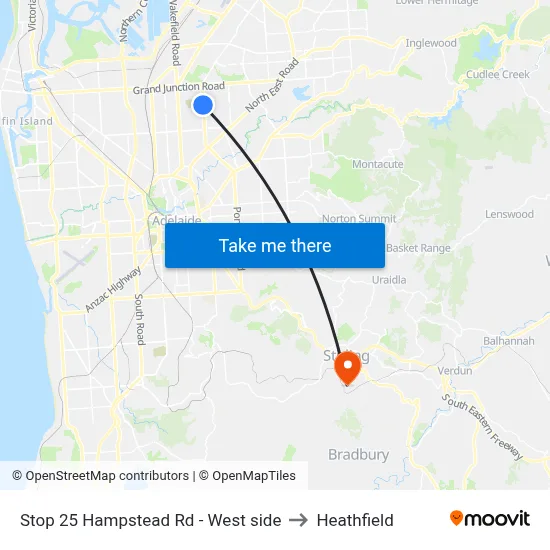 Stop 25 Hampstead Rd - West side to Heathfield map